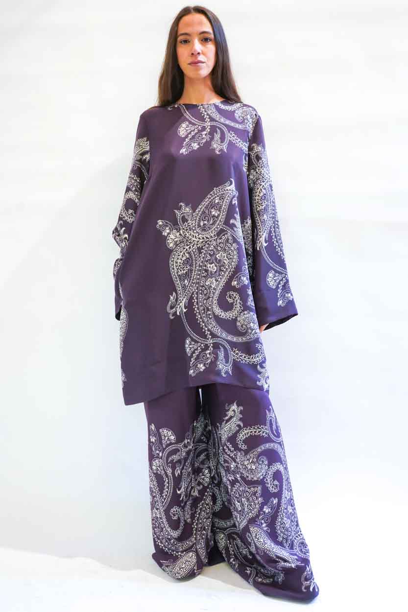 Abito longuette seta fantasia paisley