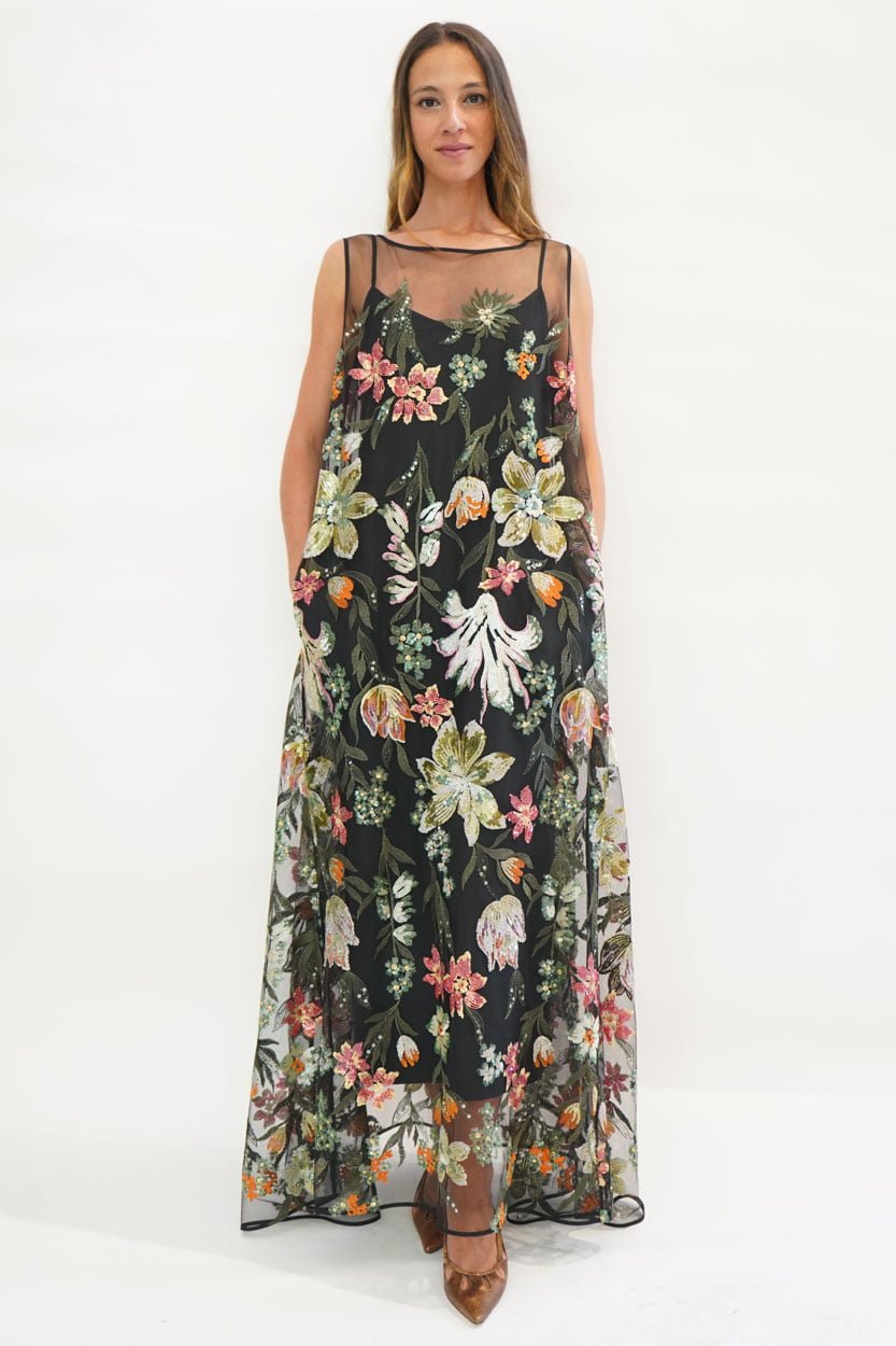 Abito tulle ricamato
