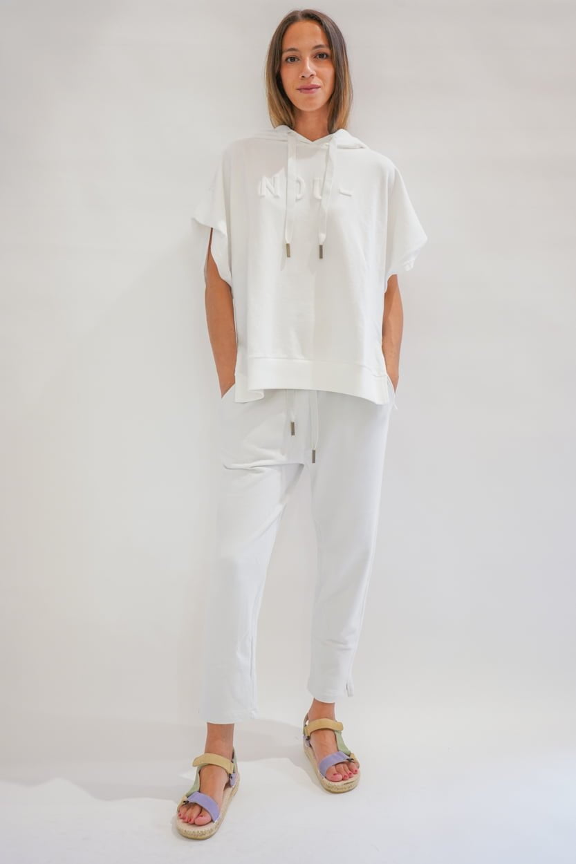 Felpa con cappuccio m/m coulisse e spacchi laterali