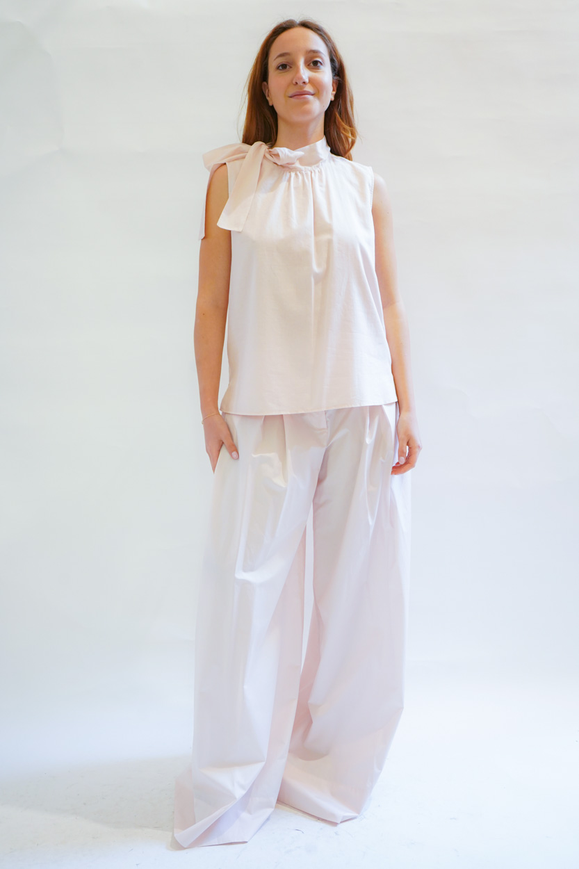 Blusa senza maniche voile cotone