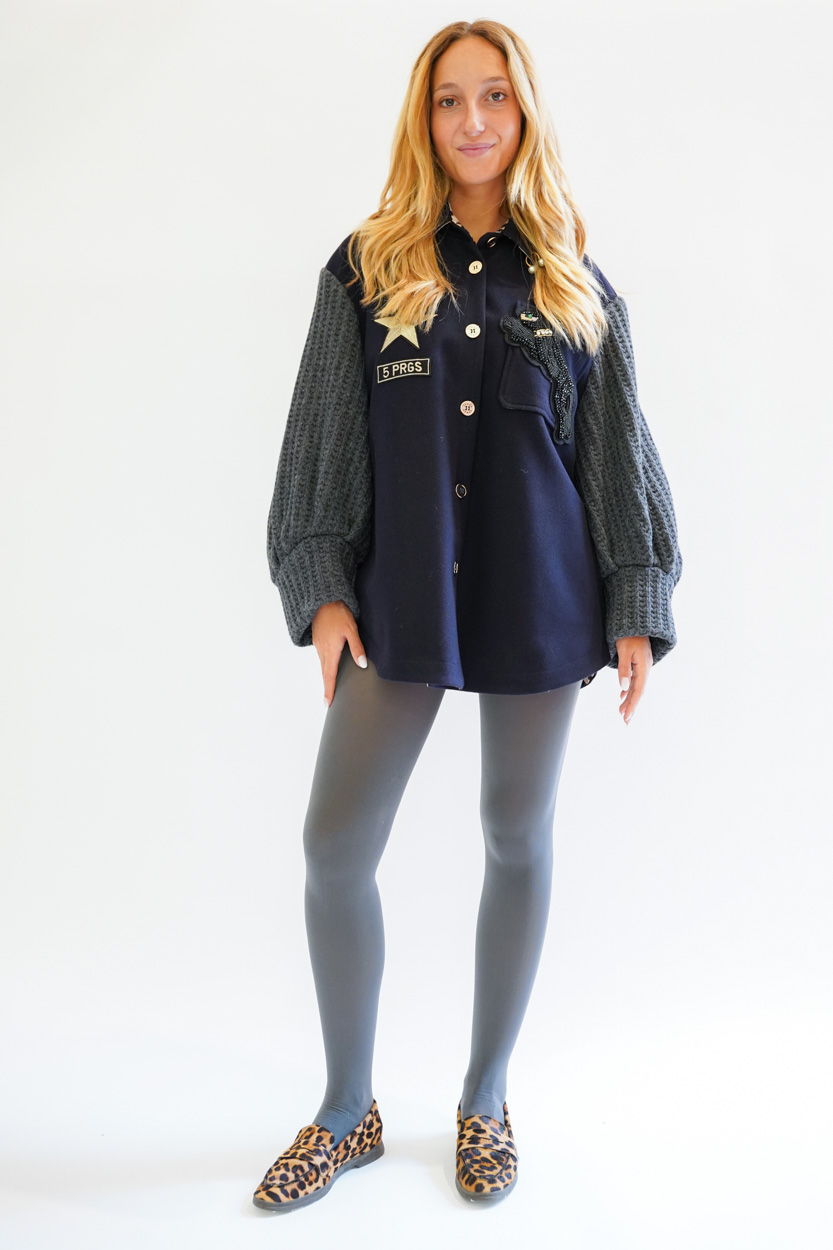 Caban con maniche in maglia