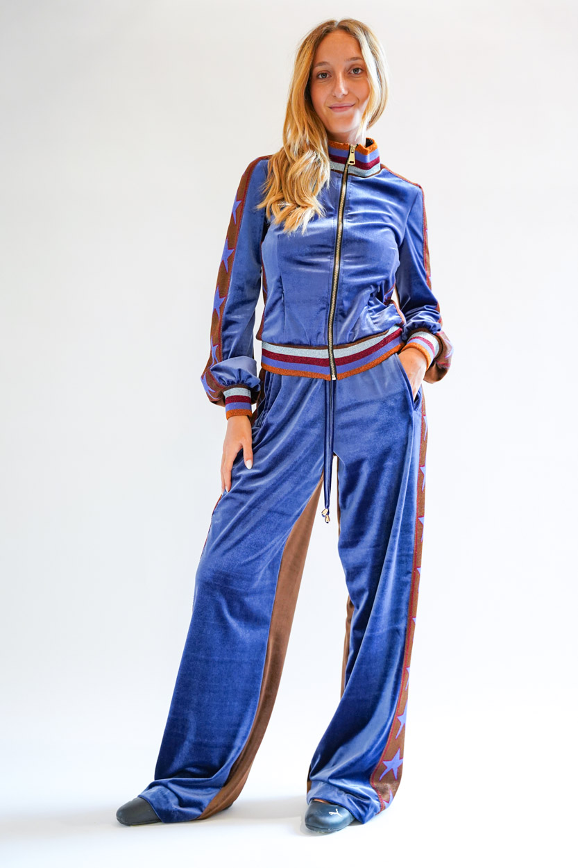 Pantalone velluto con coulisse bicolore