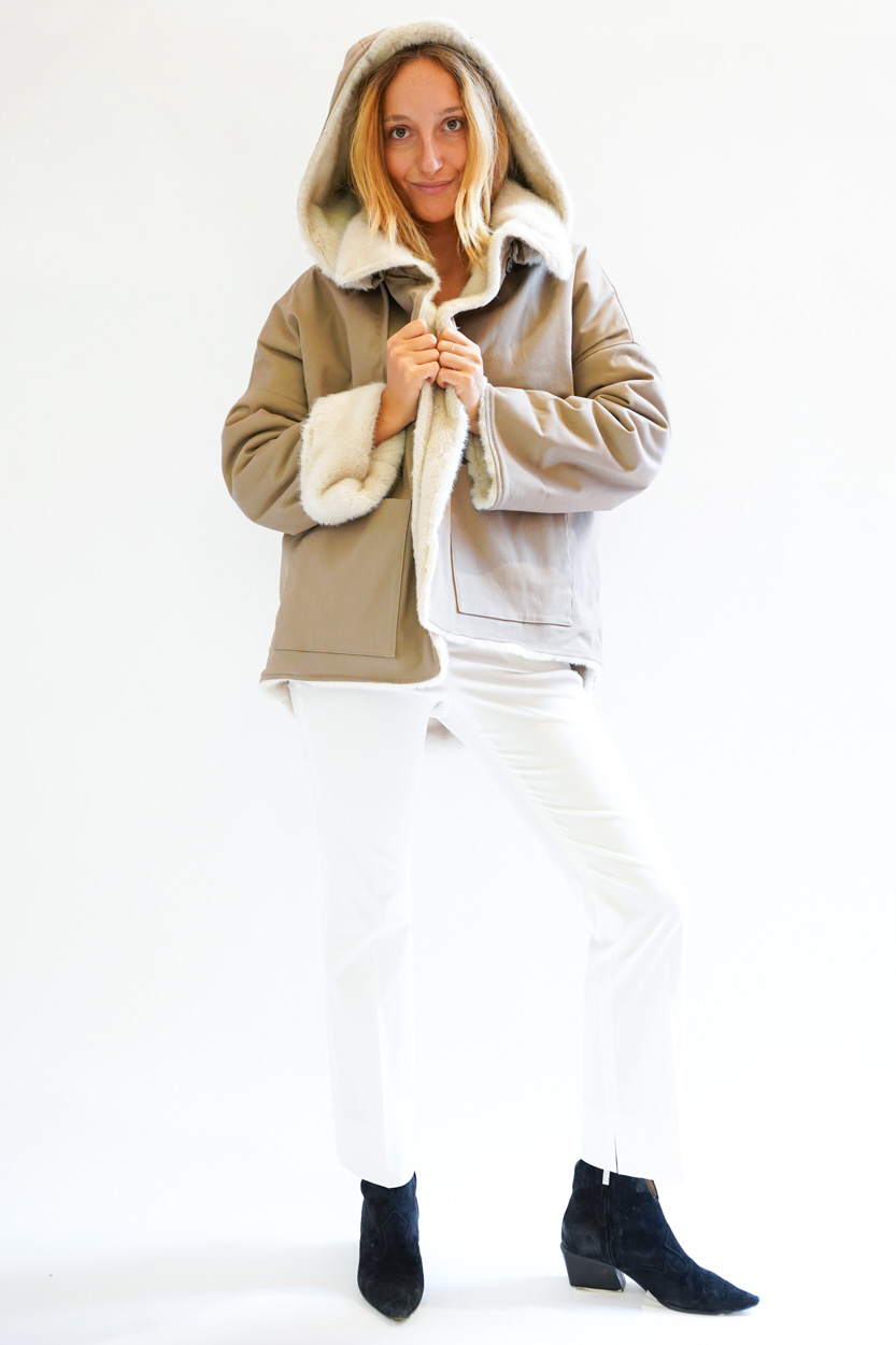 Caban corto canvas e lapin