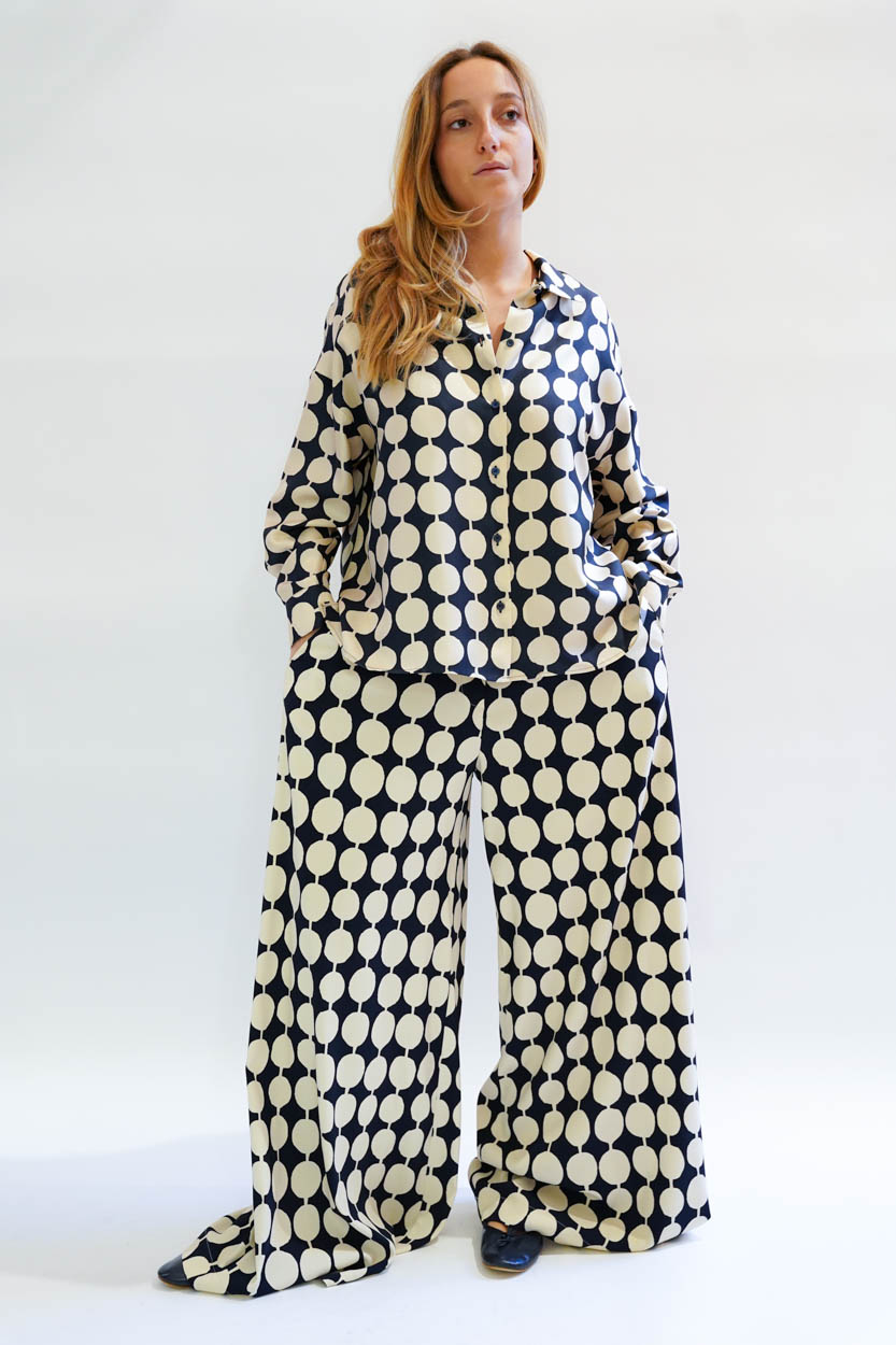 Pantalone ampio crepe pois